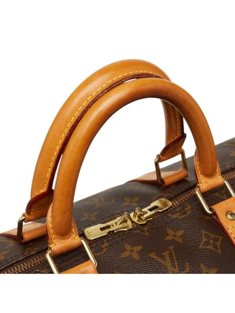 Louis Vuitton Monogram Keepall 55 Boston Bag Brown Leather - Picture 9 of 10